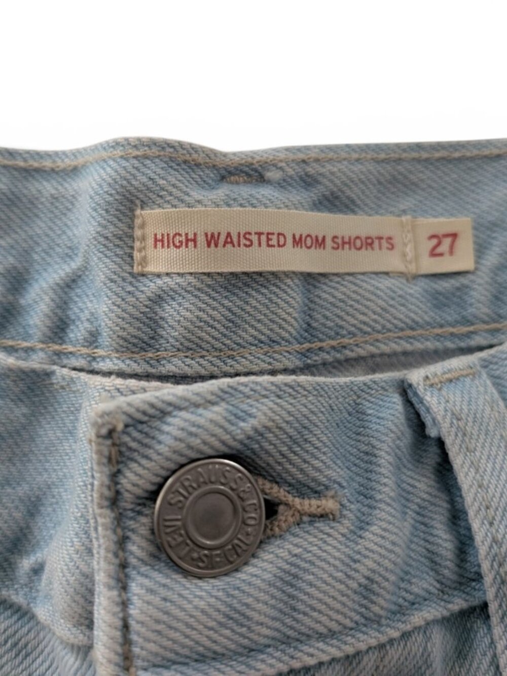 Levi's High Rise Denim Shorts Size 27 Light Wash Distressed — EUC - Picture 5 of 7